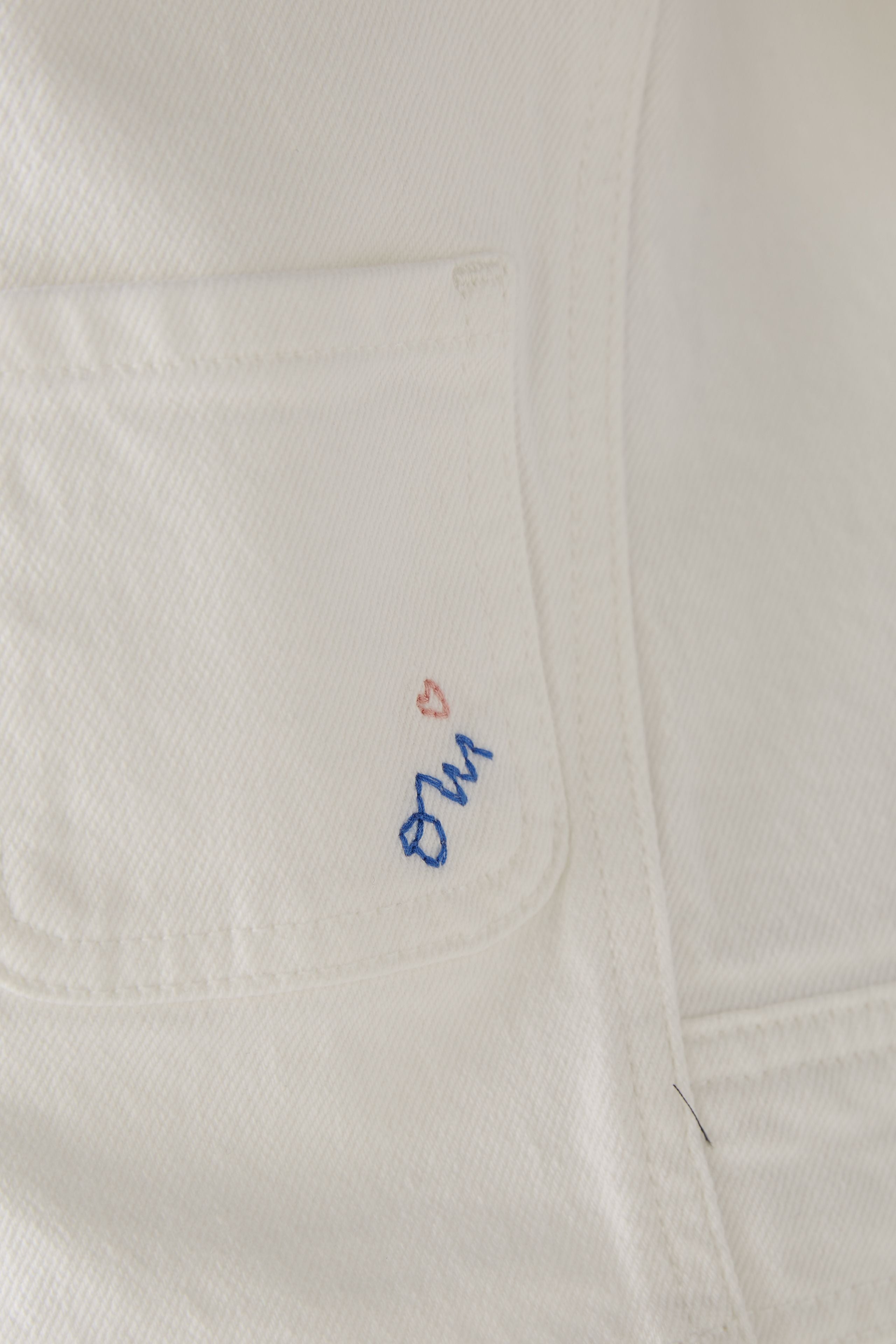Oui White Embroidered Denim jacket