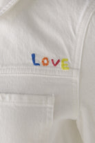 Oui White Love Embroidered Denim jacket