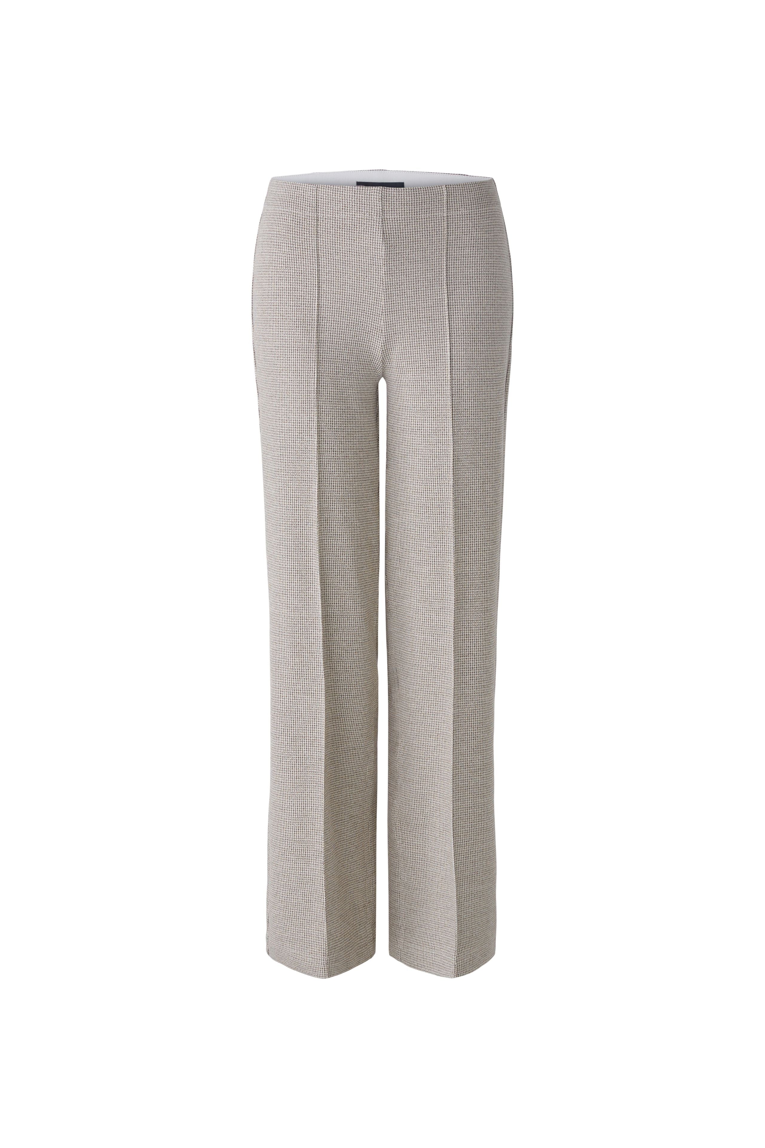 Oui Brown/Cream Houndstooth Cotton Jersey Trousers