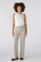 Oui Brown/Cream Houndstooth Smart  Jersey Trousers