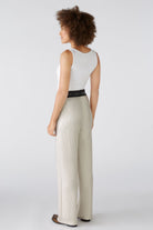 Oui Metallic Look Flowy Jersey Trousers From The Back