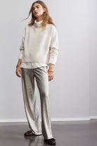 Oui Metallic Look Jersey Trousers