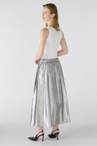 Oui Silver Cotton Taffeta Volumous Midi Skirt From The Back