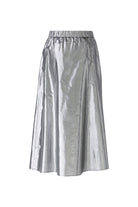 Oui Silver Cotton Taffeta Volumous Midi Skirt Front 