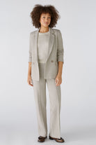 Oui Brown/Cream Houndstooth Longline Jersey Blazer