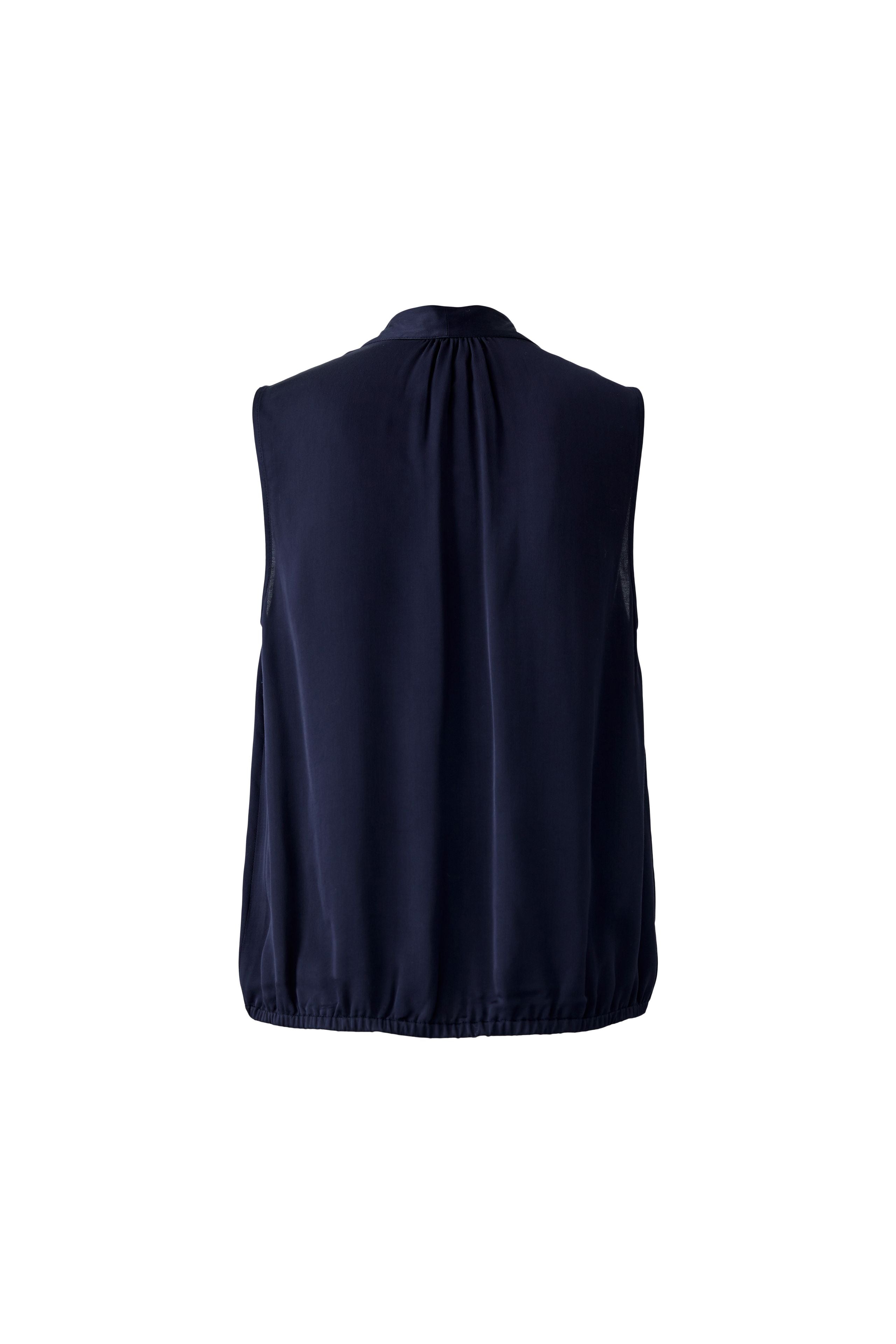 Oui Navy sleeveless top on a white background back view