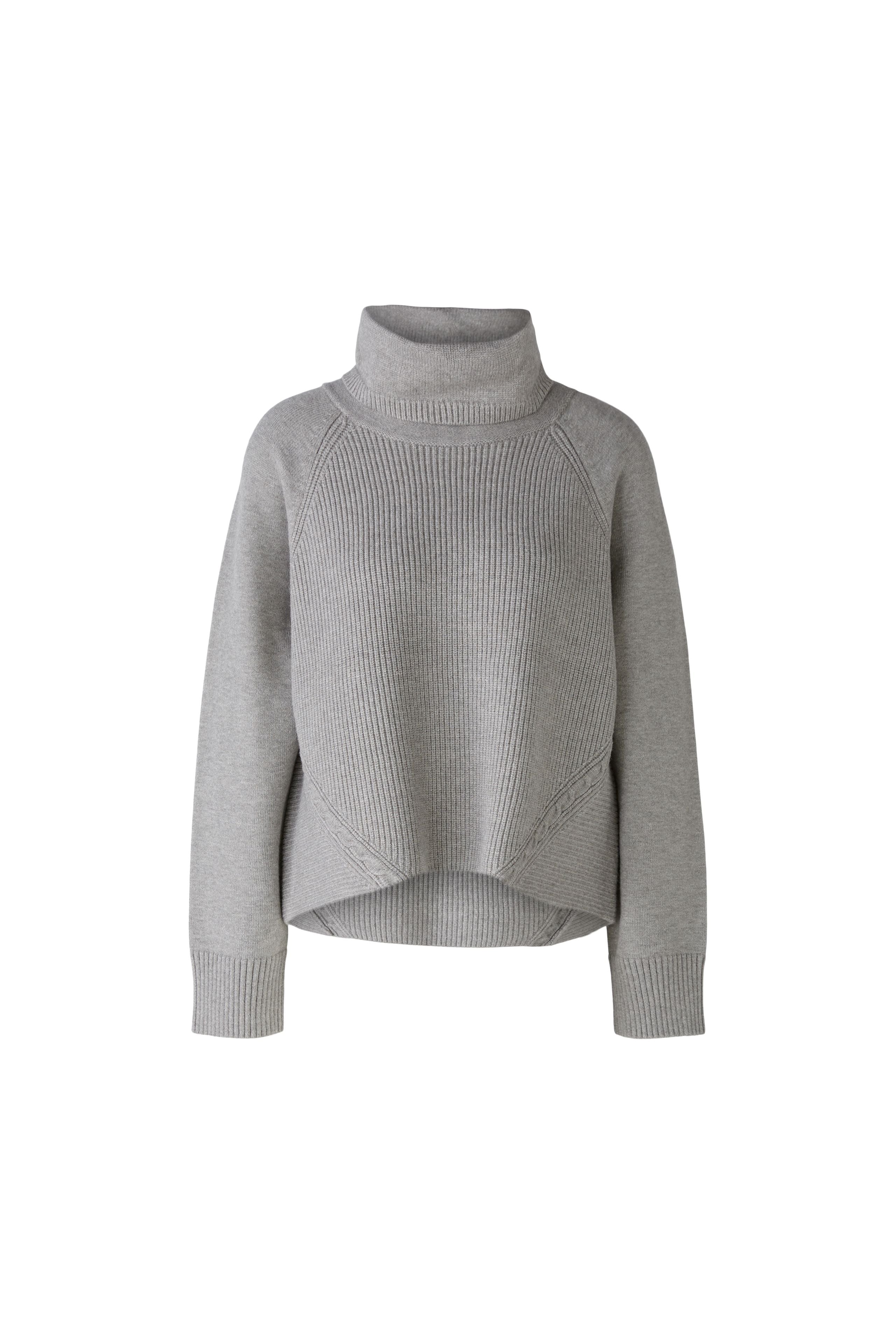 Oui Grey Polo Neck Ribbed Knit Jumper Front 