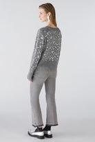 Oui Wool Grey Blend Sequin Jumper With Crew Neck From The Back