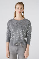 Oui Wool Blend Sequin Jumper In Grey