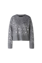 Oui Wool Grey Blend Sequin Jumper With Crew Neck - Front