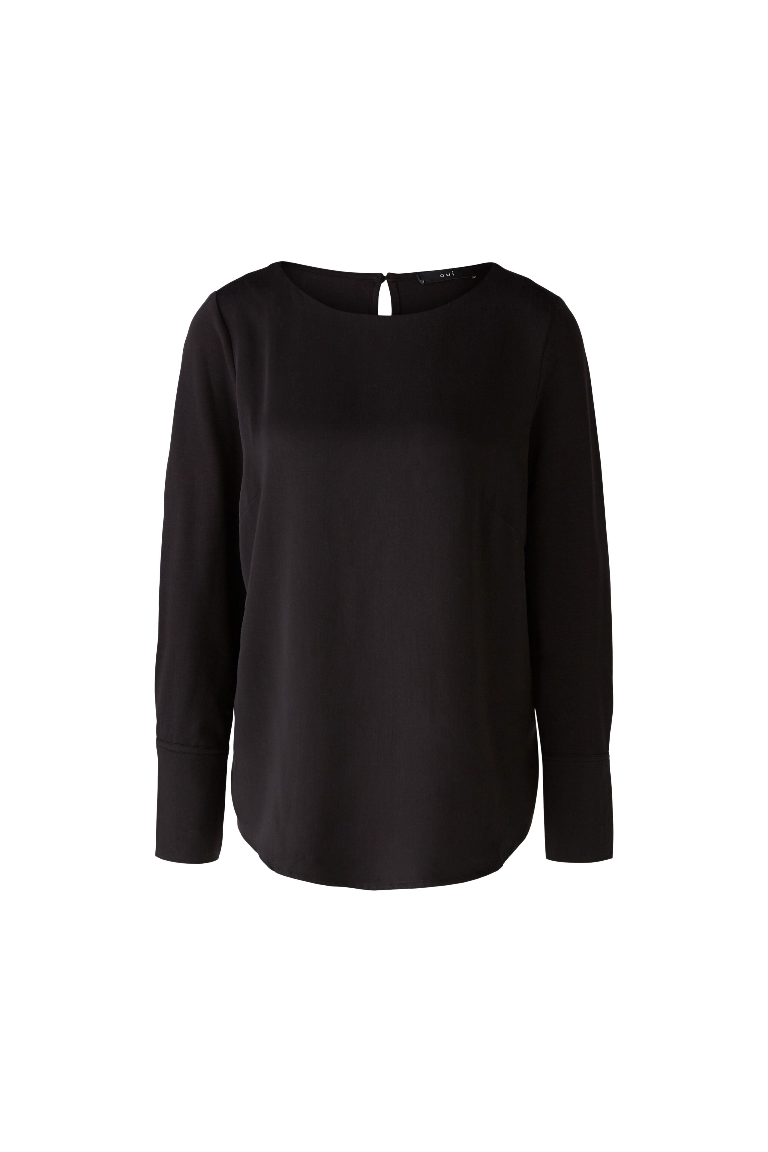 Oui Scoop Neck Blouse With Long Sleeves - Black 