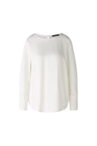 Oui Cream Scoop Neck Blouse With Long Sleeves 