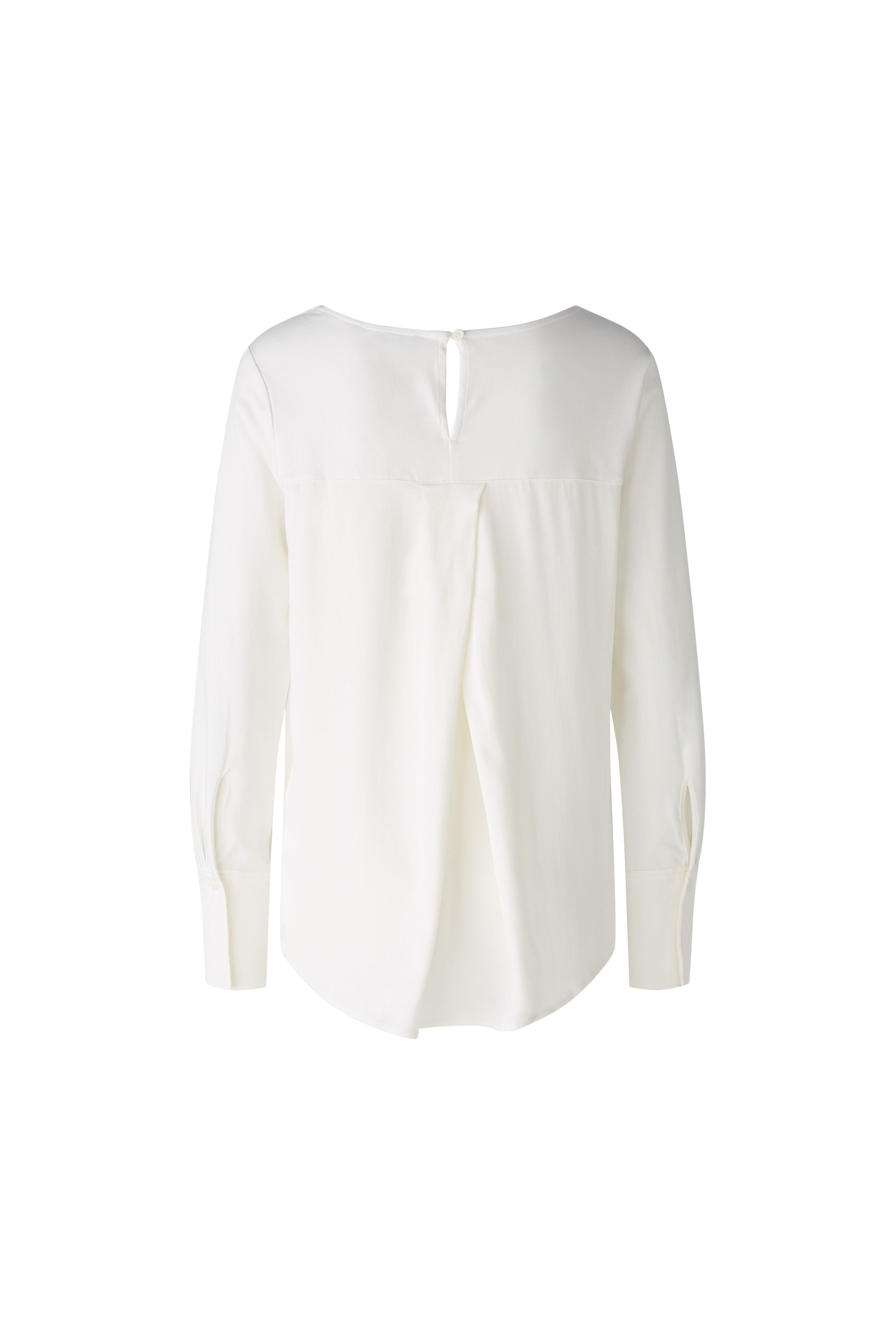 Oui Cream Scoop Neck Blouse With Long Sleeves - Back 