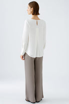 Oui Cream Scoop Neck Blouse With Long Sleeves From The Back 