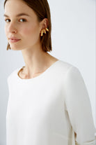 Oui Scoop Neck Blouse With Long Sleeves in Off White 