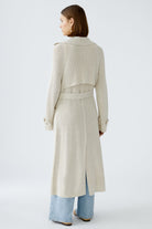 Oui Beige Knitted Long Trench Style Coatigan From The Back 