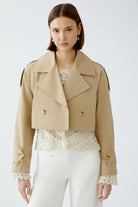 Oui 2 in 1: Trench Coat & Cropped Jacket in Tan