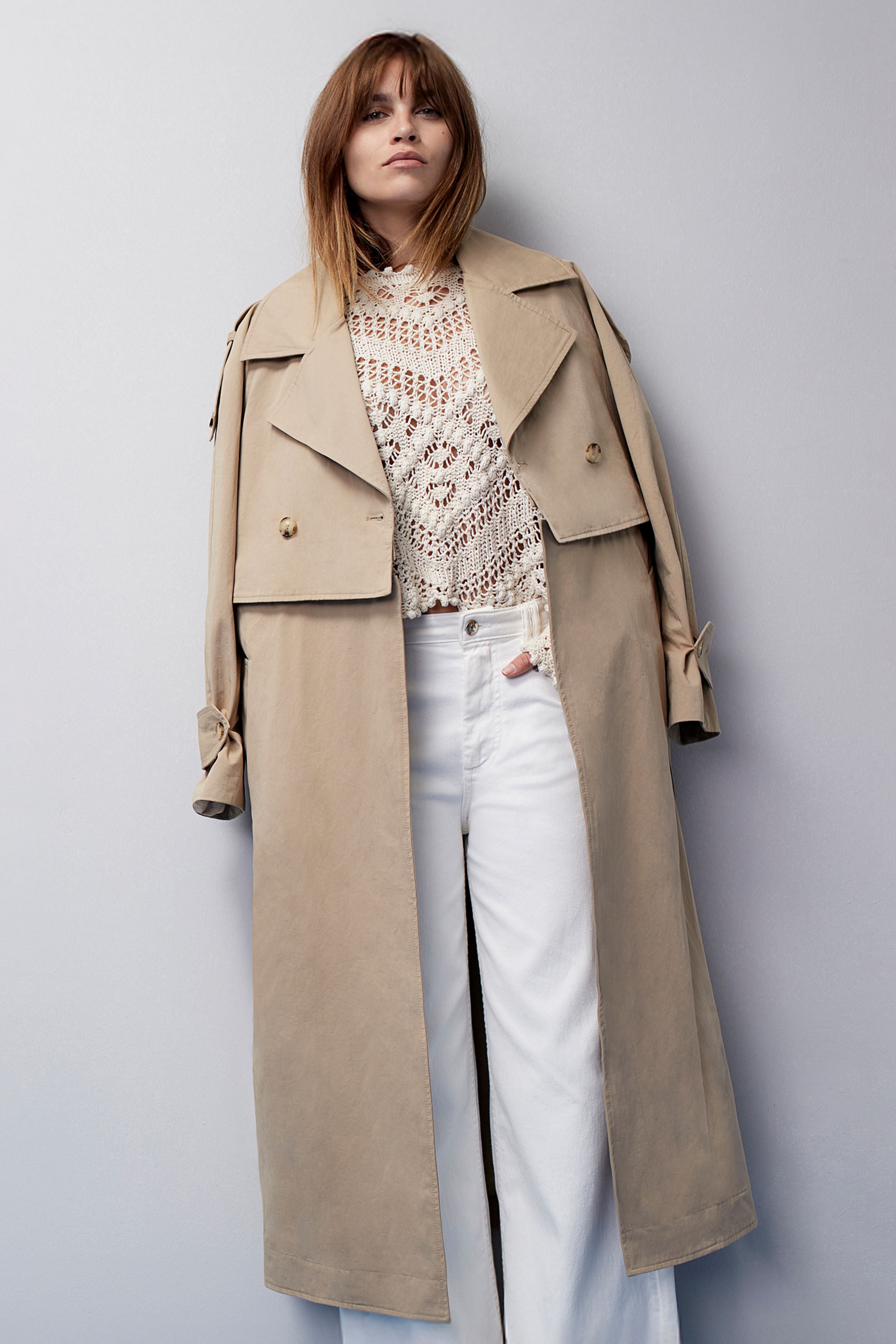 Oui 2 in 1: Trench Coat/Jacket in Beige