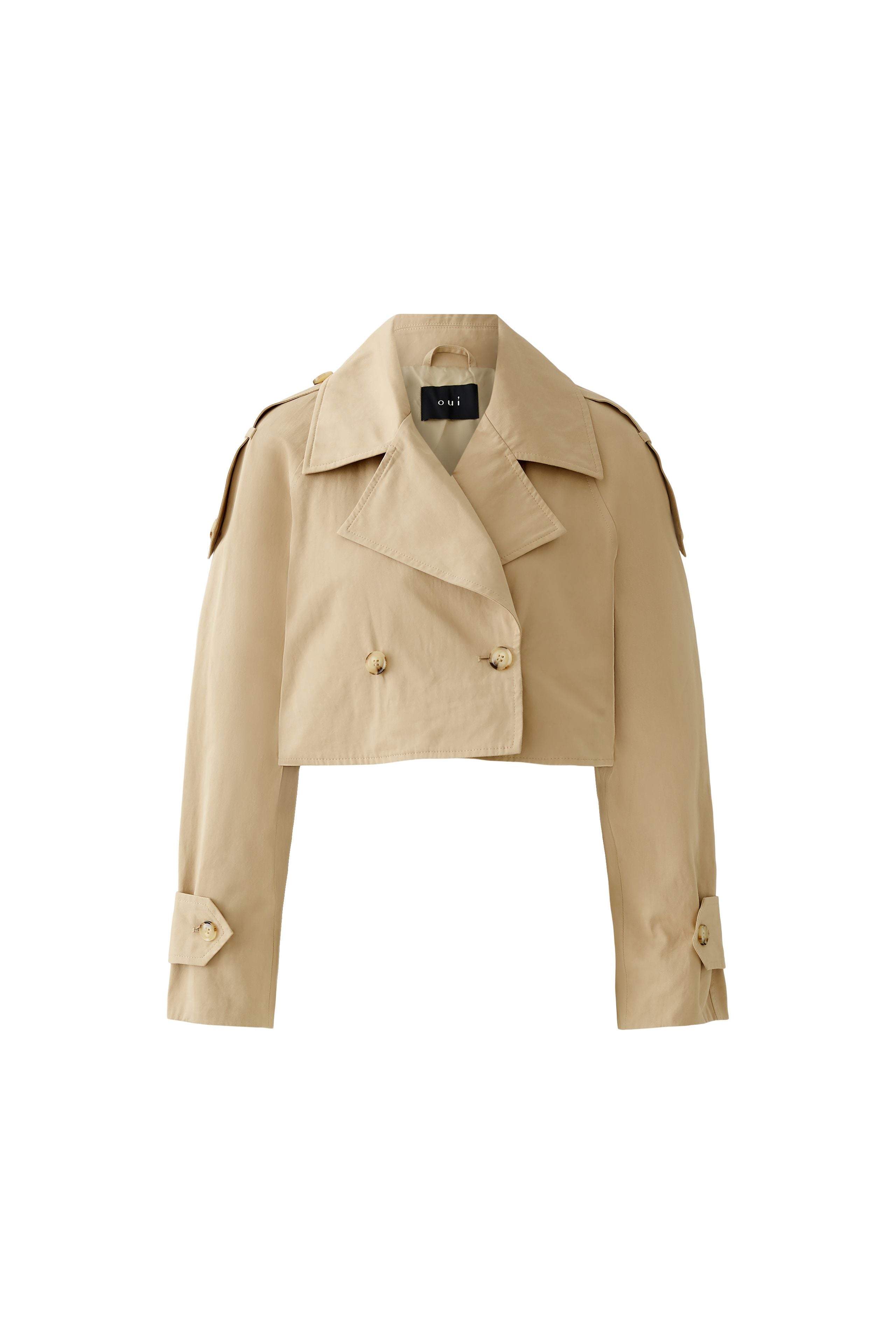 Oui 2 in 1: Trench Coat With Zip Off Jacket in Beige