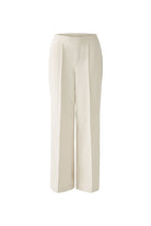 Oui Cream Smart Jersey Trousers With Elastic Logo Waistband