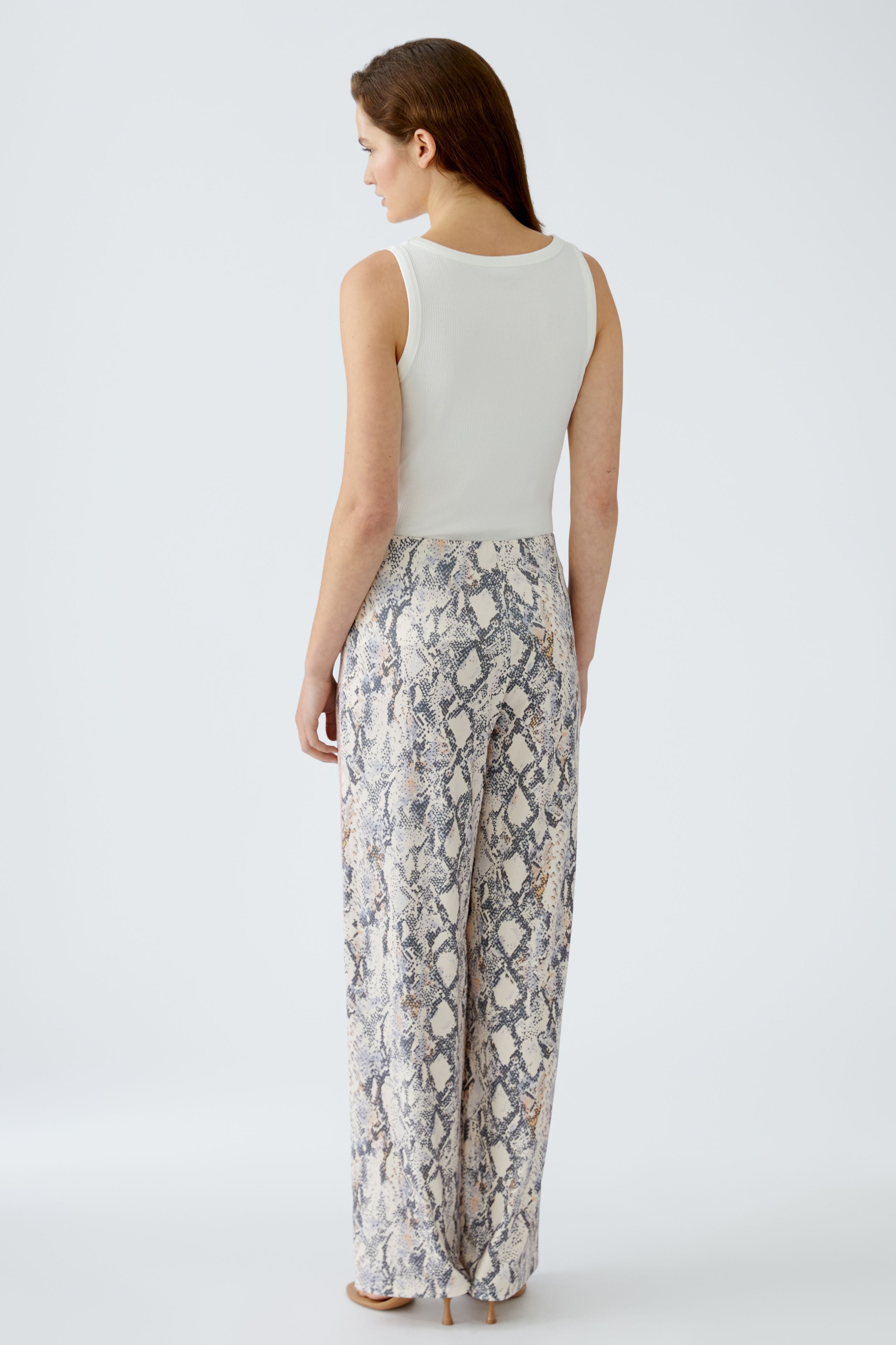 Oui Marlene Animal Print Wide Leg Trousers From back 