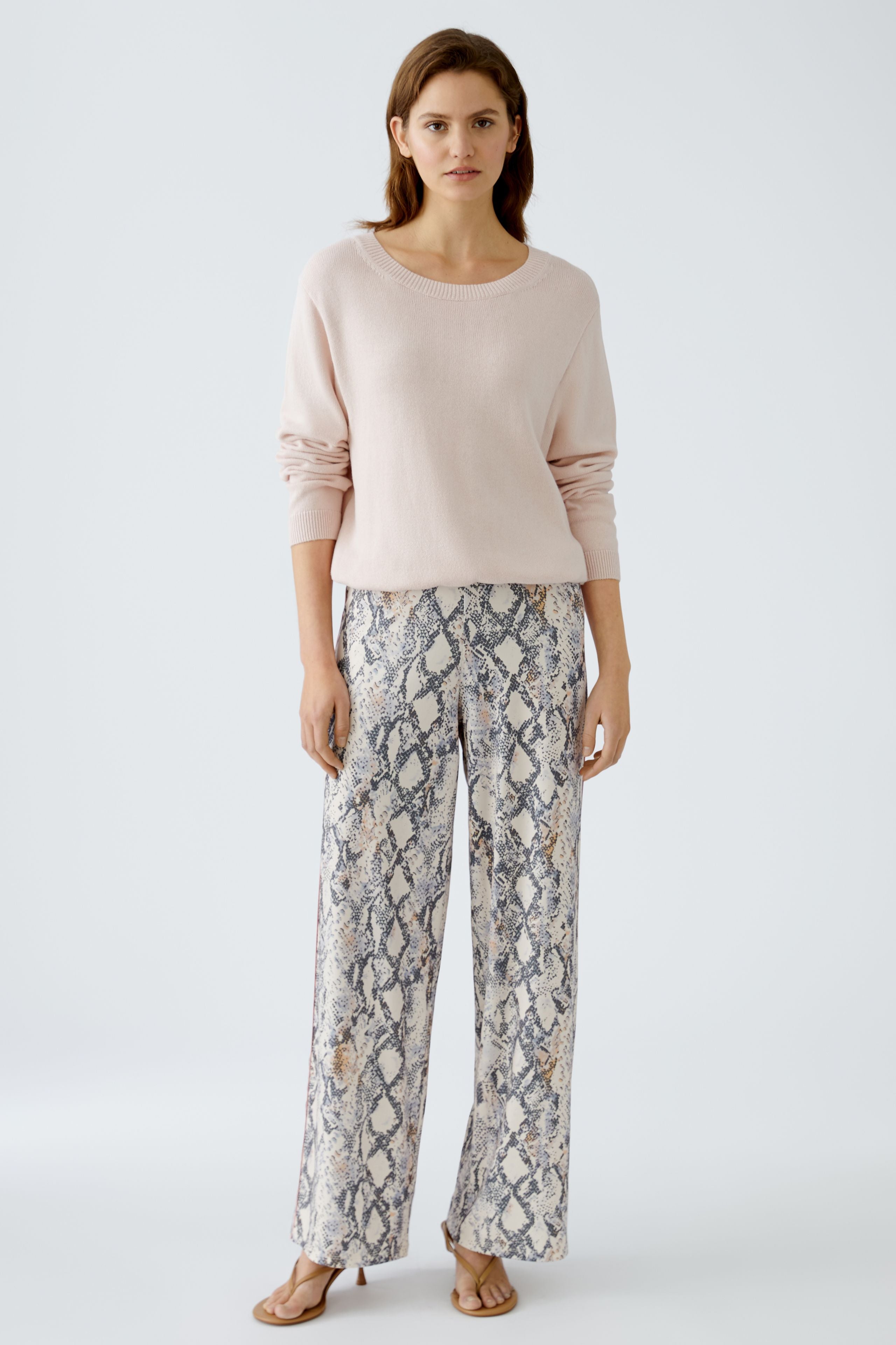 Oui Marlene Animal Print Wide Leg Trousers