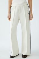 Oui Off White Pull On Sporty Trousers With Front Seam