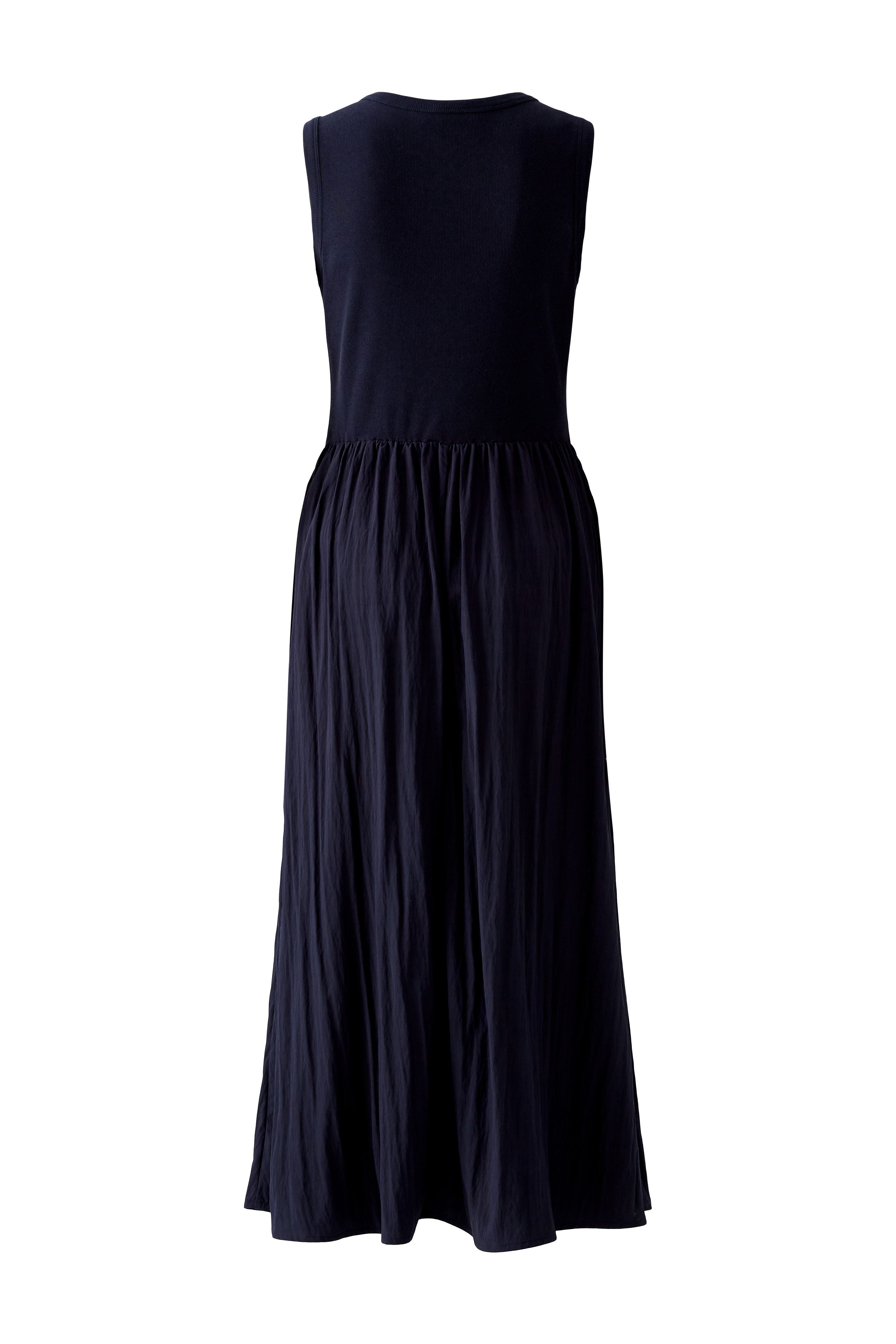 Oui Navy Jersey Sleeveless Pleated Maxi Dress  - Back