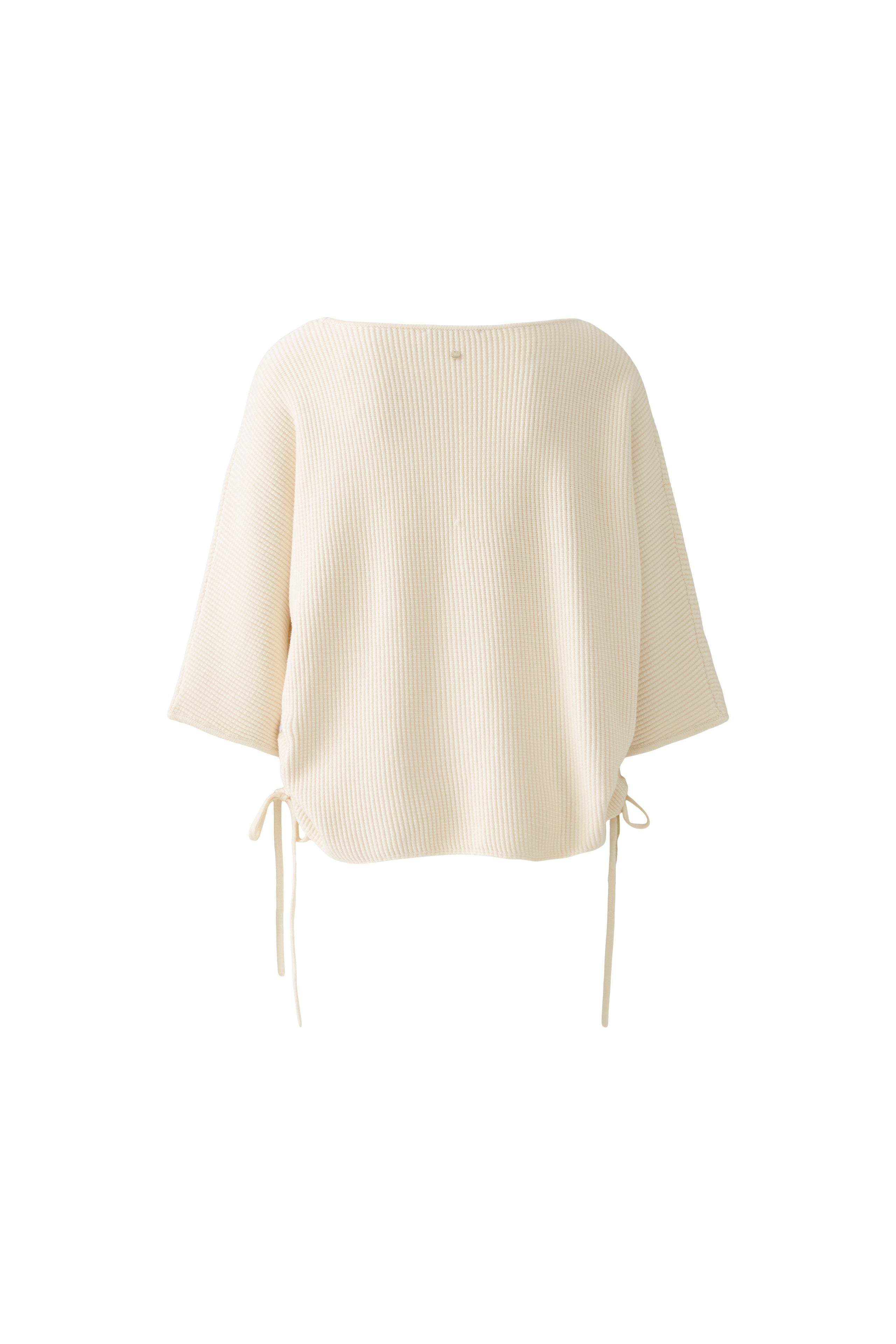 Oui Cream Ribbed Waffle Knit Jumper With Tie Sides From Back 