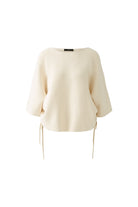 Oui Cream Ribbed Waffle Knit Jumper With Tie Sides