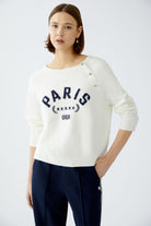 Oui Paris Off-White Cotton Blend Button Detail Jumper