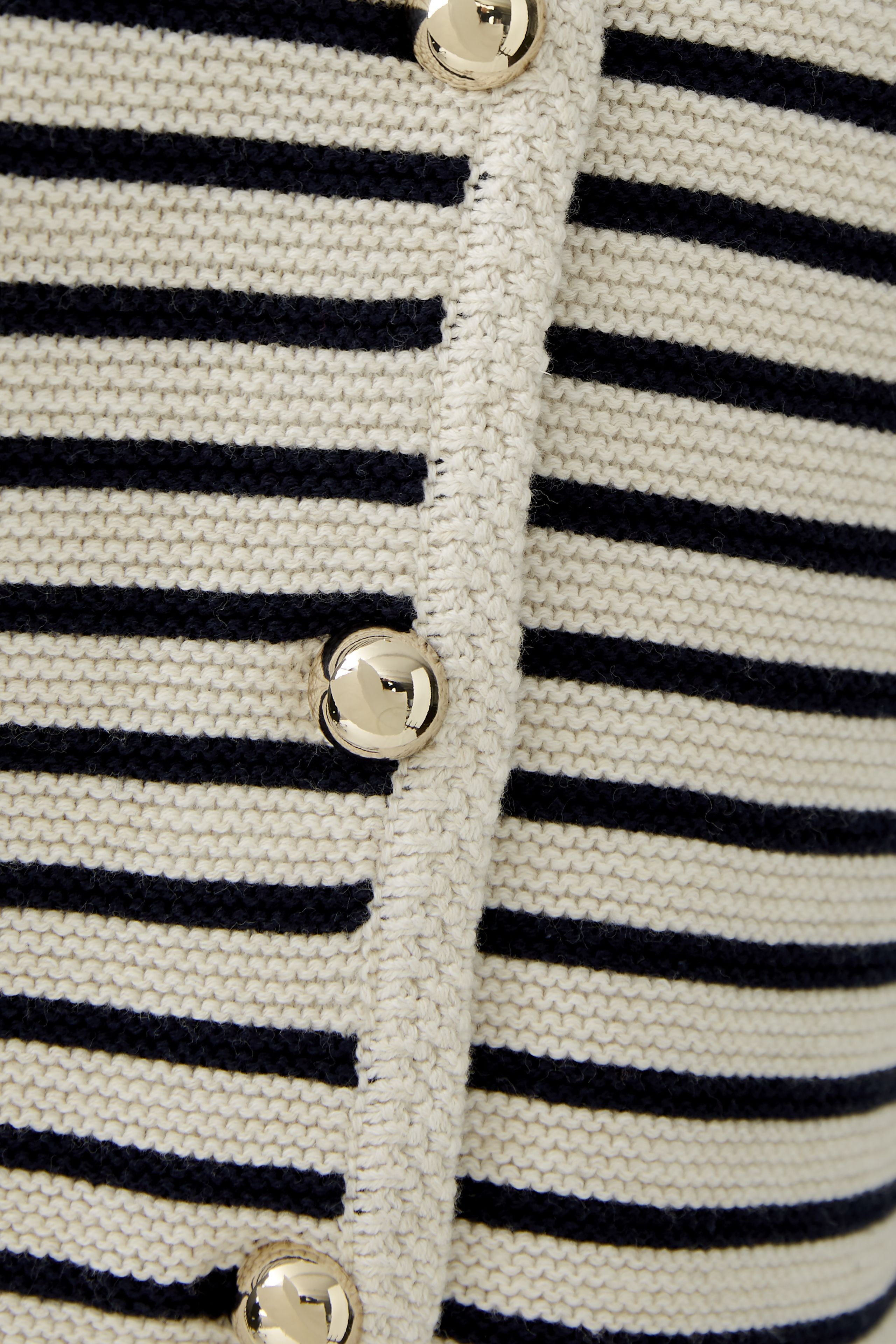 Oui `Navy/Cream Striped Jersey Cardigan With Gold Buttons 