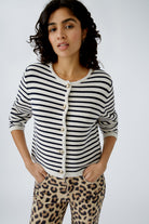 Oui `Navy/Cream Striped  Cardigan