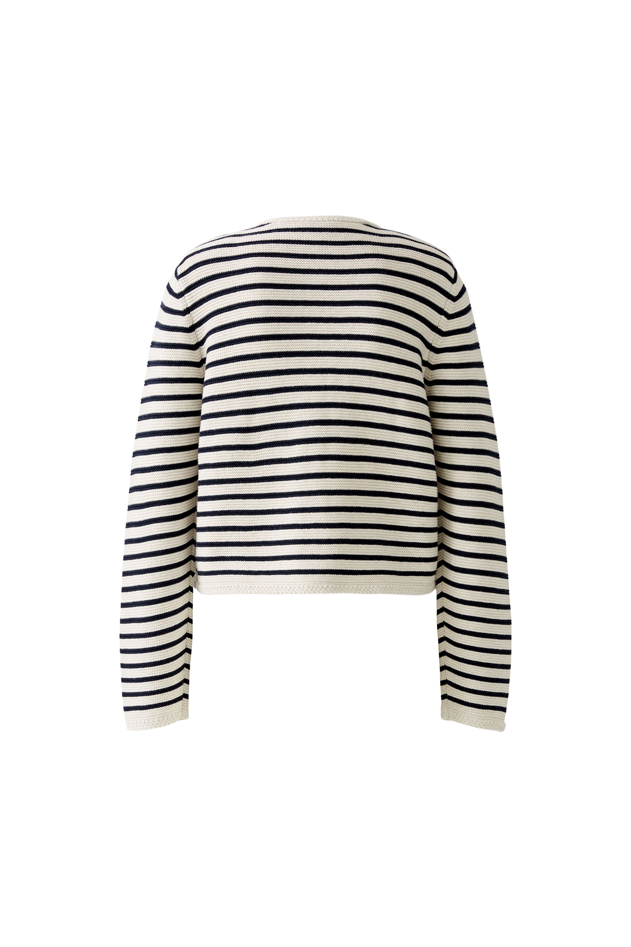 Oui `Navy/Cream Striped Jersey Cardigan back 