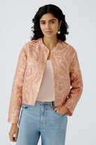 Oui Rose Cooper Brocade Boucle Jacket In Pink