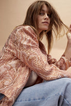 Oui Rose Cooper Brocade Jacket - Pink