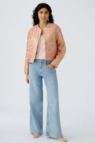 Oui Rose Cooper Brocade Jacket In Pink