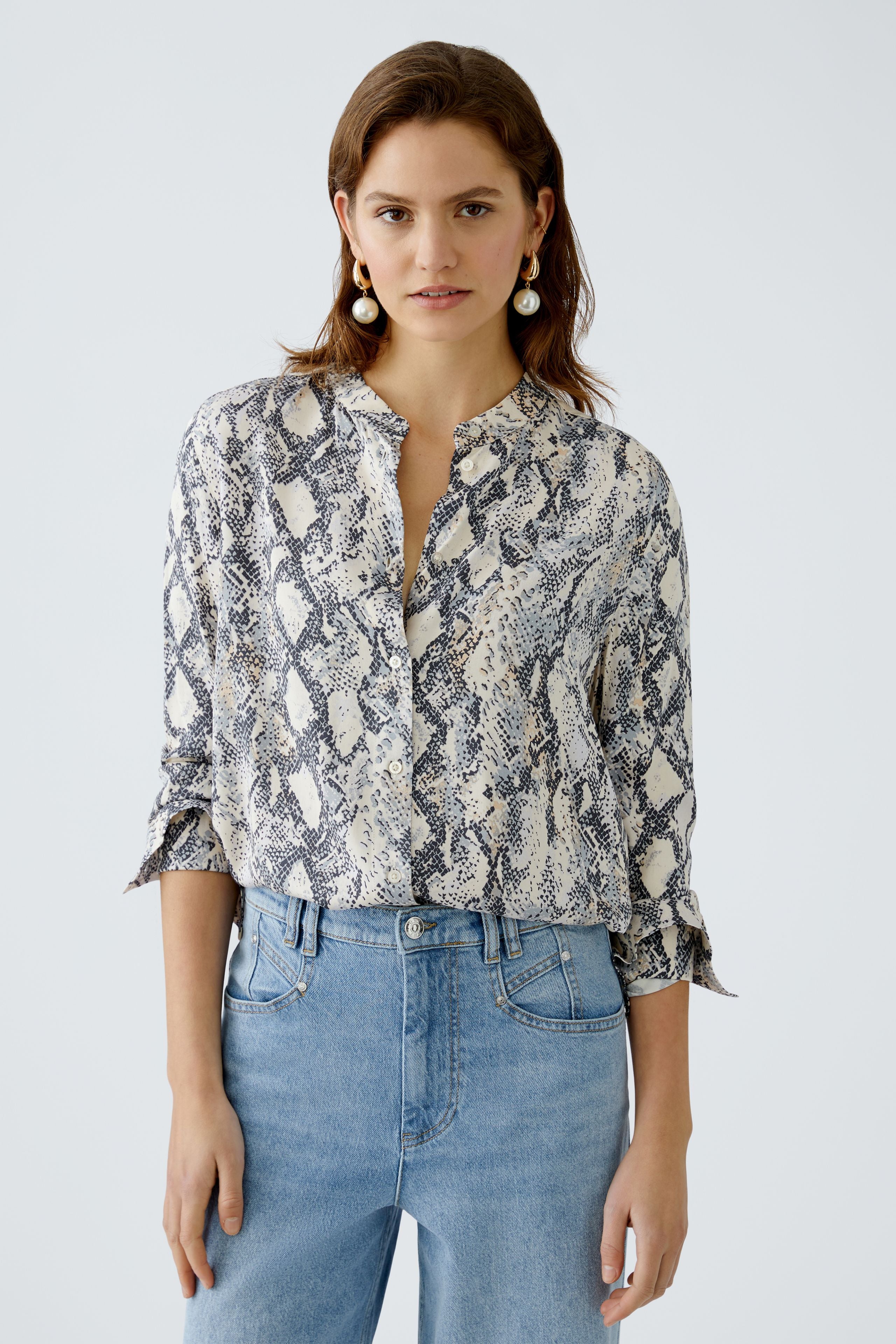 Oui Long Sleeve Shirt in Snake Print 