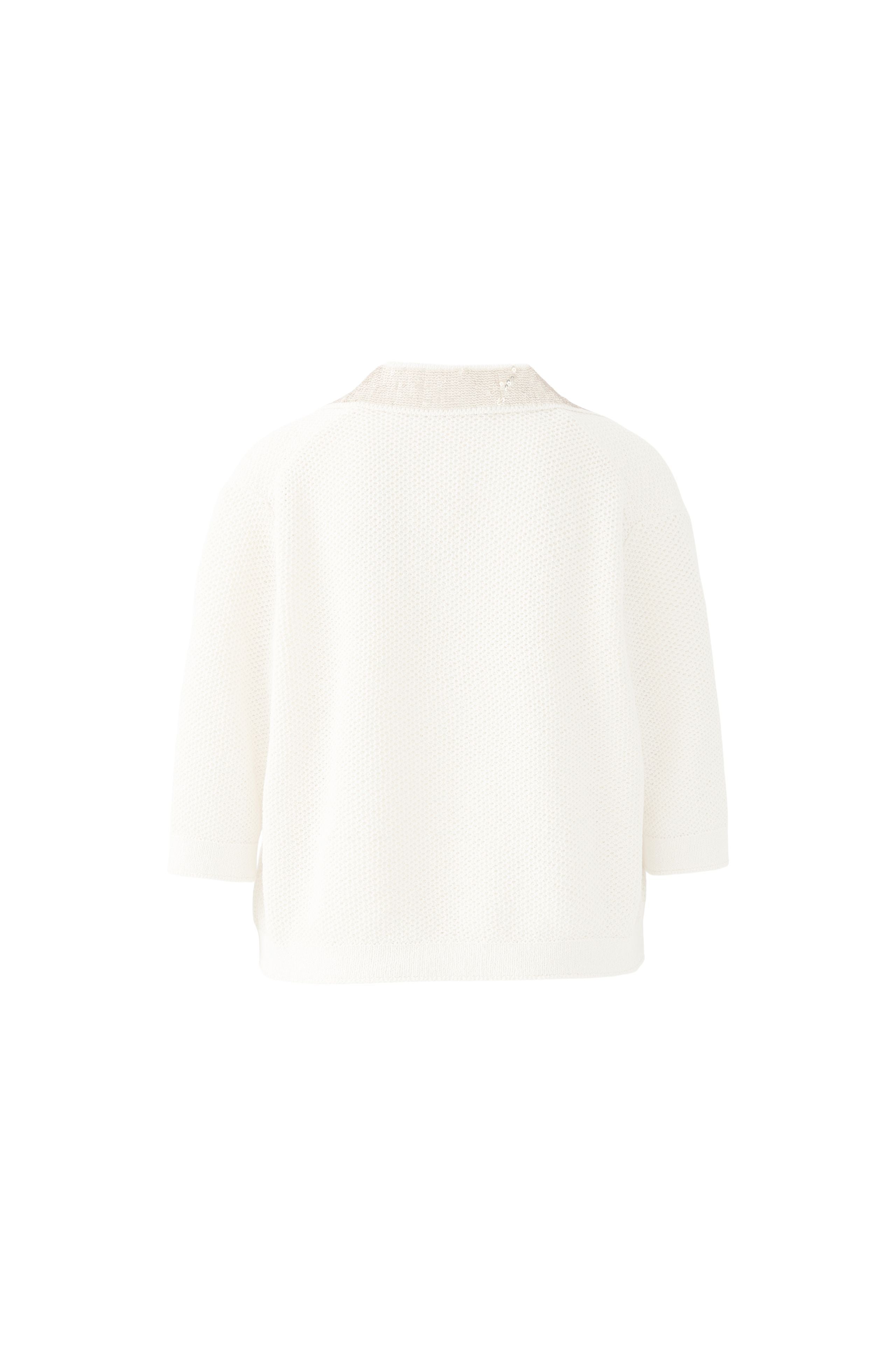 Oui Knitted Cream Jumper With Sequin Collar - Back 