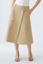 Oui Utility Style Patch Pocket Midi Skirt In Beige