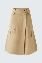 Oui Tan Utility Style Patch Pocket Long A-line Skirt