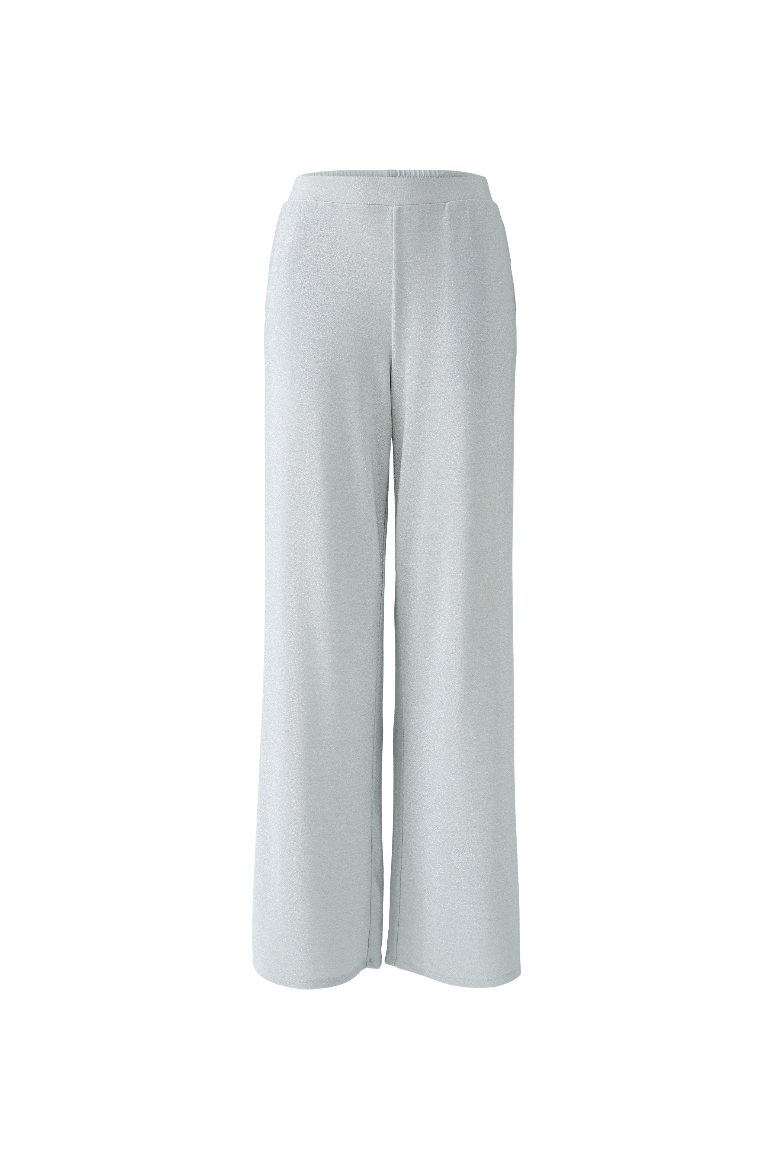 Oui silver wide leg jersey trousers with shimmer finish