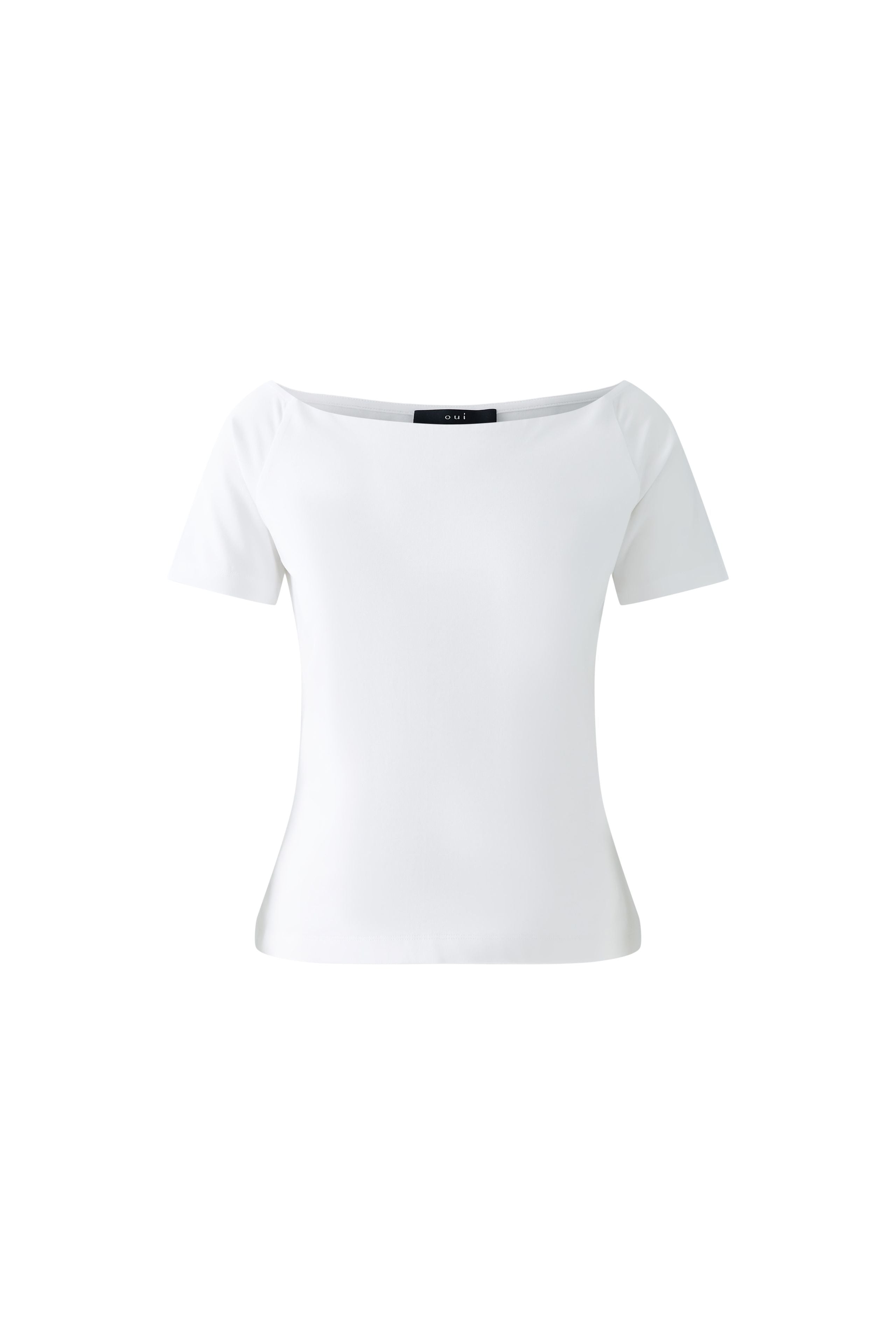 Soft white modal cotton cropped tee by Oui with short sleeves
