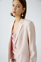 Oui Light Pink Casual Cut Single Breasted Blazer