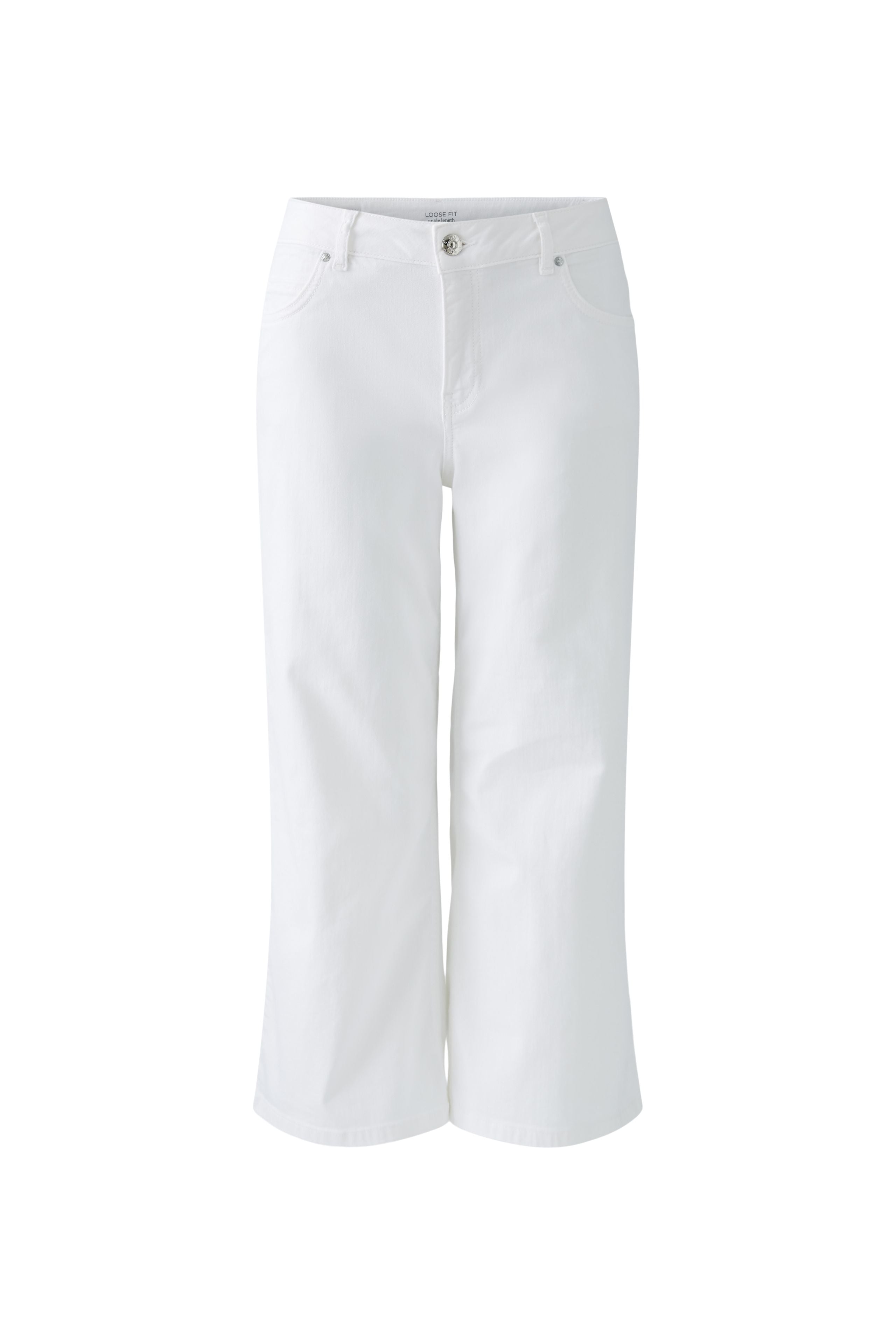 Oui cropped white wide-leg jeans in premium stretch denim