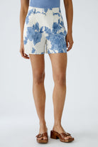 Oui flower printed shorts with high-rise elasticated waist