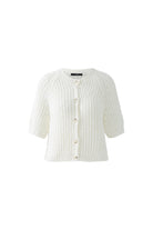 Flat lay of short-sleeve knit cardigan in white 