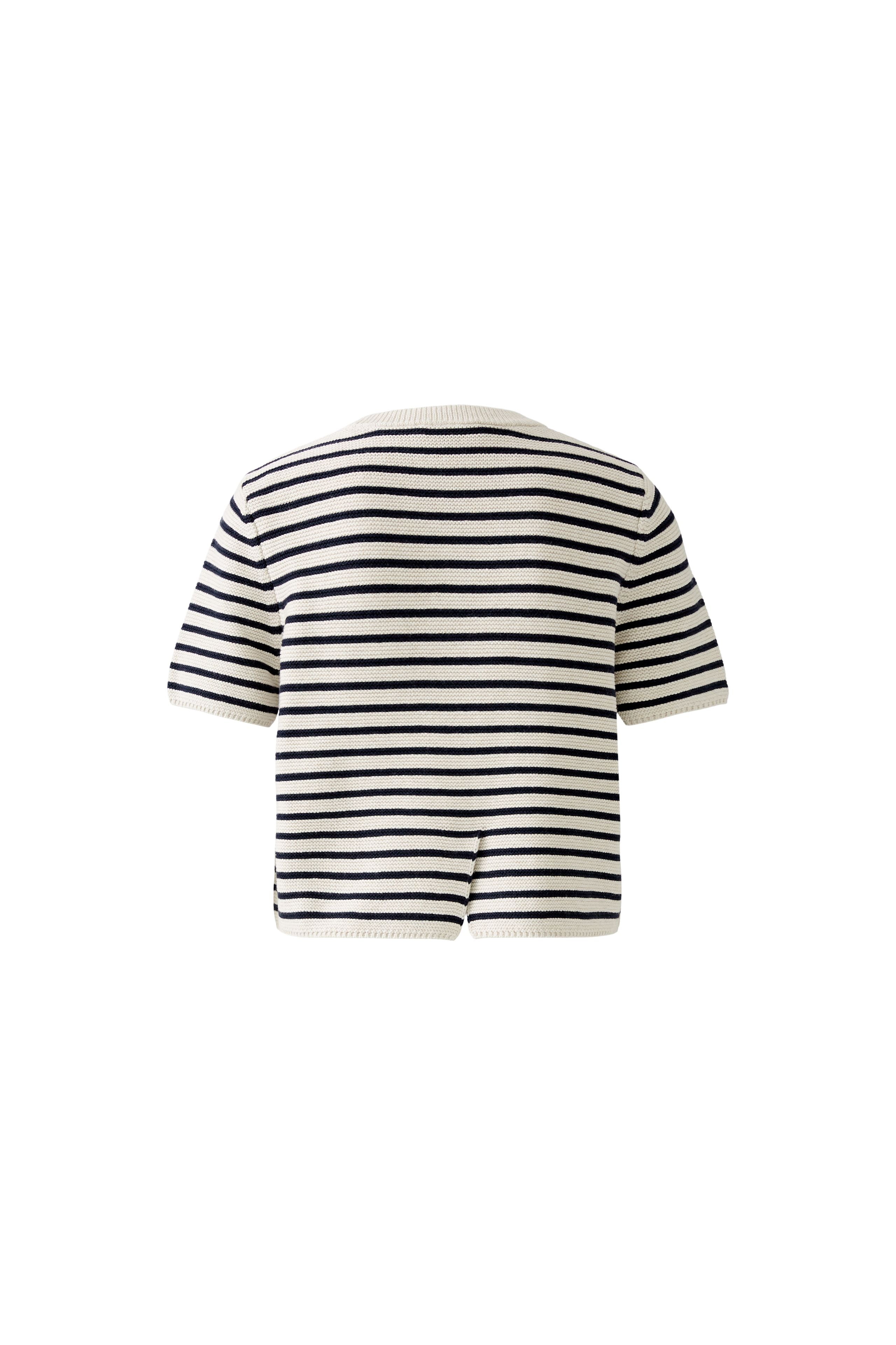 Oui Navy/White Striped Short Sleeve Jumper - Back