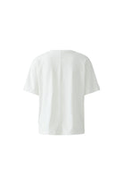 Flat lay back of plain white Oui t-shirt with relaxed silhouette

