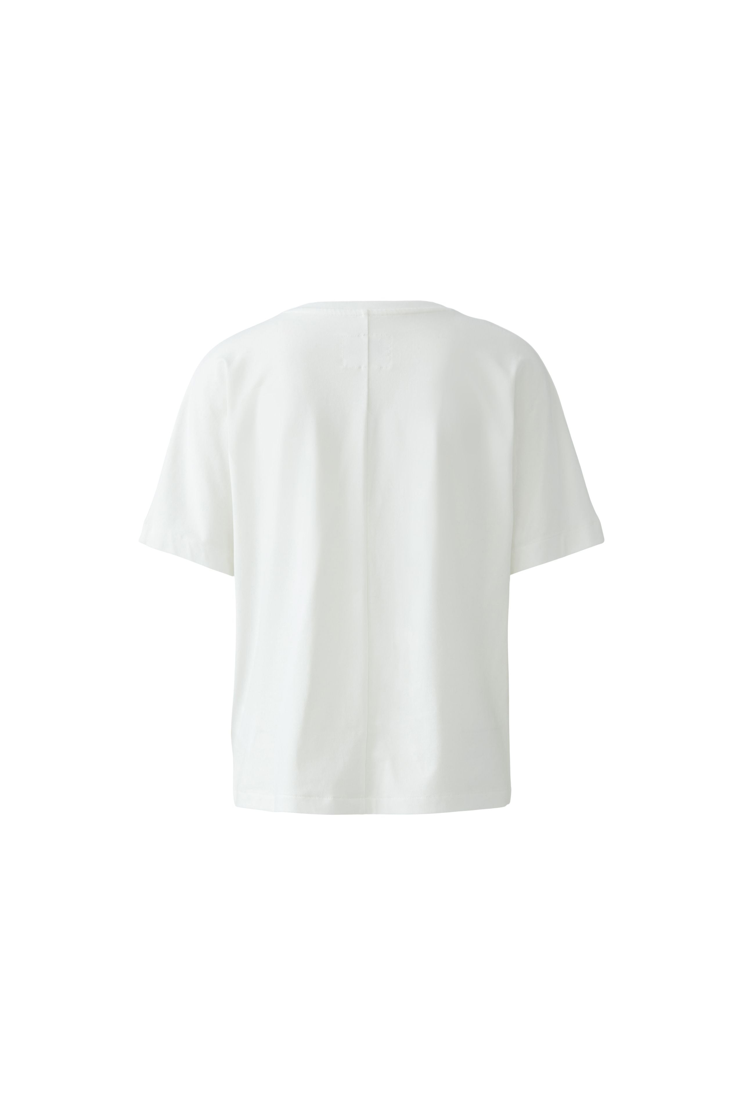 Flat lay back of plain white Oui t-shirt with relaxed silhouette
